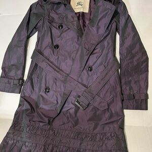 Burberry Purple Trench Coat with Pleated Hem